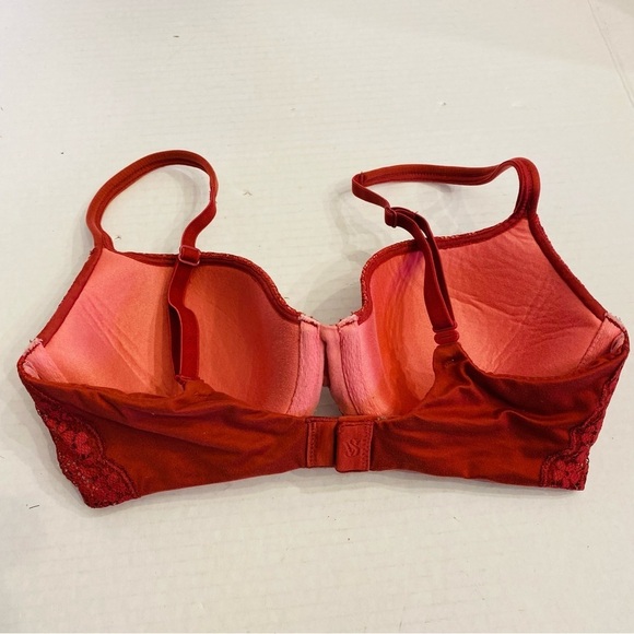 32D Victoria Secret Body By Victoria Lined Demi Bra Raspberry Lace Overlay - Picture 6 of 15
